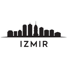 Naklejka premium Izmir skyline silhouette. Vector illustration. Vector black silhouette. with white background