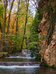 Water flowing over rocks, Monasterio de piedra, Spain