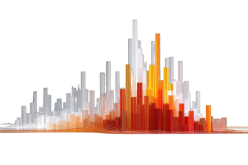 Abstract cityscape, colorful towers, textured