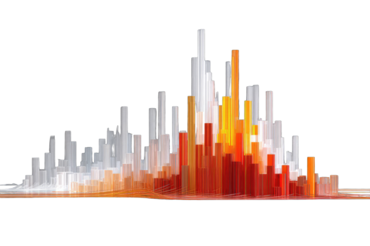 Abstract cityscape, colorful towers, textured