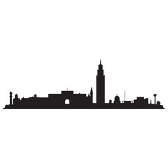 Rabat skyline silhouette. Vector illustration. Vector black silhouette. with white background