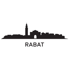 Obraz premium Rabat skyline silhouette. Vector illustration. Vector black silhouette. with white background