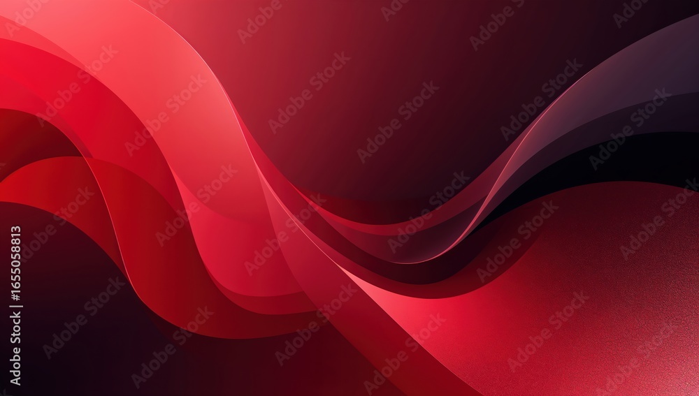 Poster abstract red and black gradient background with flowing wave-like shapes and smooth curves