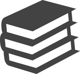 Book vector, stylized stack of three books black and white illustration