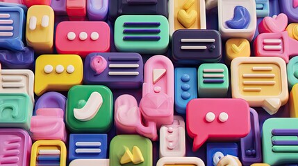 Colorful, stylized icons arranged in a close-up view.