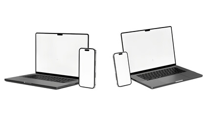  Device Mockups – Laptop and Smartphone with Blank Screens for App, Web, and UI Presentation Design