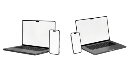  Device Mockups – Laptop and Smartphone with Blank Screens for App, Web, and UI Presentation Design