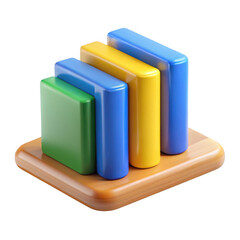 Colorful wooden blocks stacked on base isolated on transparent background