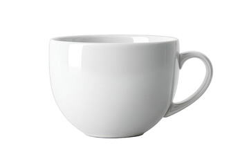 A plain white ceramic coffee cup