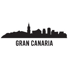 Obraz premium Gran Canaria skyline silhouette. Black Gran Canaria city. Vector black silhouette. with white background