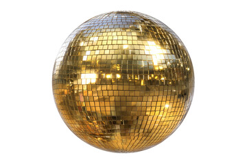 Golden disco ball, reflecting light in a grid pattern