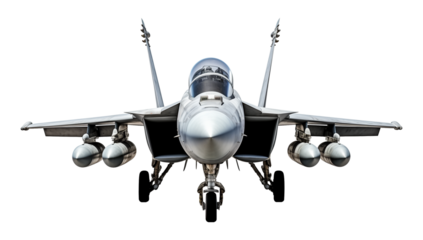 Fighter Jet Front View Isolated on Transparent Background PNG
