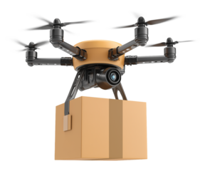 Drone Delivery Box Isolated on Transparent Background PNG
