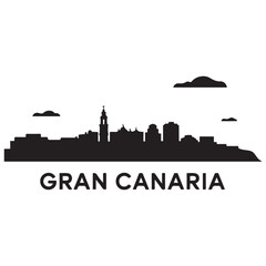Fototapeta premium Gran Canaria skyline silhouette. Black Gran Canaria city. Vector black silhouette. with white background