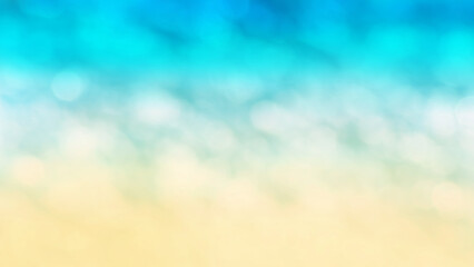 Blurred sea water on sandy beach with bokeh lights. Abstract natural defocused bokeh background...