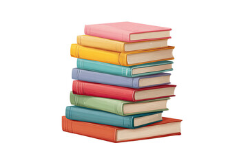 A stack of colorful books, various shades of vibrant hues, neatly arranged in a vertical pile