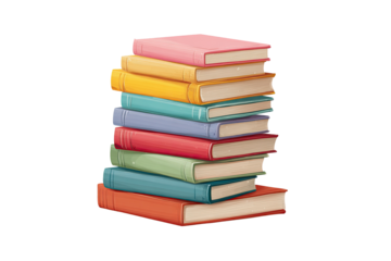 A stack of colorful books, various shades of vibrant hues, neatly arranged in a vertical pile