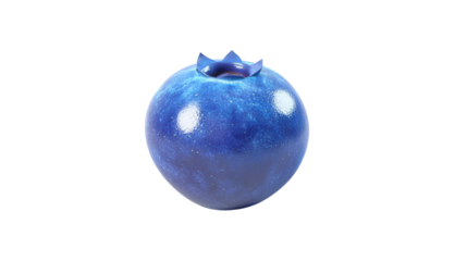 Single ripe blueberry rotating on transparent background