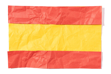 Flag of Spain made of crumpled paper isolated on white background