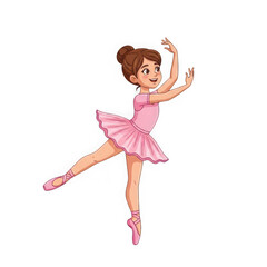 A cute cartoon ballerina girl in a pink tutu is dancing ballet in a graceful pose isolated on transparent background, showcasing her elegance and skill