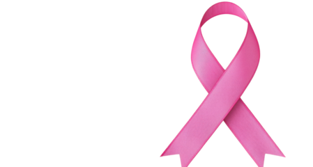 Pink ribbon representing breast cancer awareness on transparent background