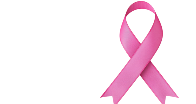 Pink ribbon representing breast cancer awareness on transparent background