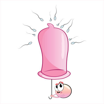 Condom Sperm protection Cartoon Vector Illustration