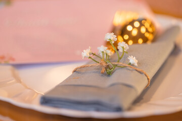 Flower and champagne color decor for party