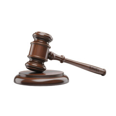 wooden gavel on white background