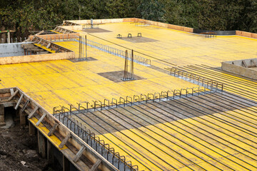 Formwork of a modern house on construction site