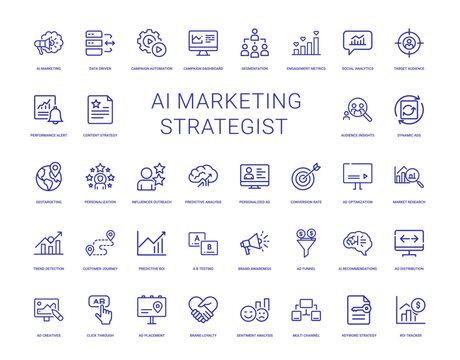 ai marketing strategists toolkit responsibilities collection icons