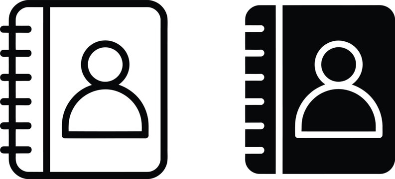 Contact Phone Address Book with Person Icon in Two Style Black and White
