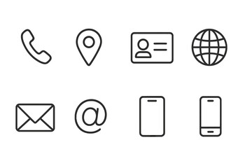 Icons representing various communication methods and contact details for modern connectivity in a clean design layout