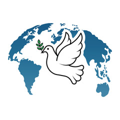 Global Peace Dove with Olive Branch on World Ma design