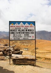 Komic Village in the Kaza division of Spiti Valley, Himachal Pradesh, India. One of the highest...