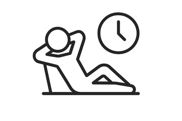 Relaxation concept depicting a person lounging in comfort with a clock indicating leisure time