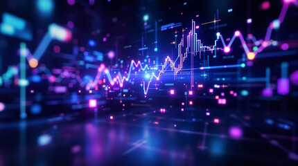 Abstract Futuristic Digital Data Analysis and Financial Graph