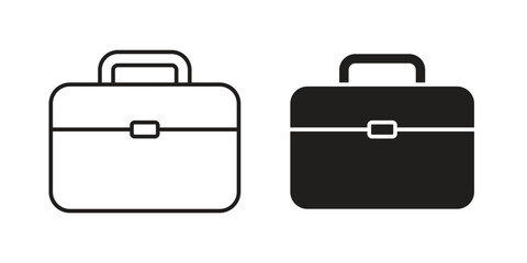 Two briefcase icons: one line art, one solid black. Perfect for business, finance, or office themes.