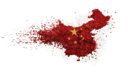 Abstract representation of China's map and flag