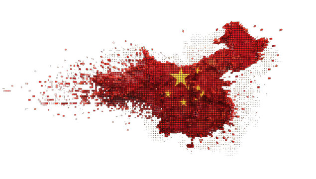 Abstract representation of China's map and flag - Powered by Adobe