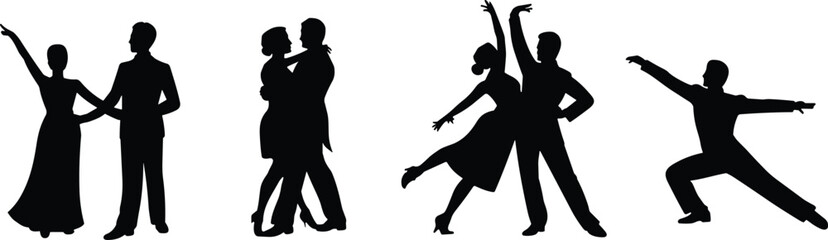 Silhouette, dance, couple, ballroom, tango, waltz, performance, elegant, partner, movement, formal, attire, artistic, pose, graceful, choreography, stage, expression, celebration, rhythm
