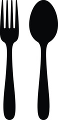 Minimalist Fork and Spoon Silhouette on a Transparent Background for Modern Design
