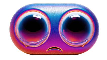 A vibrant, digital, sad emoticon face