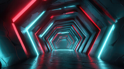 Neon Hexagonal Corridor