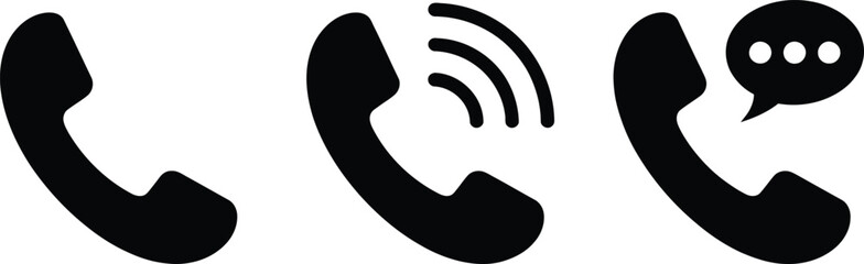 Phone Handset Icons Showing Ringing and Message Notifications on White Background