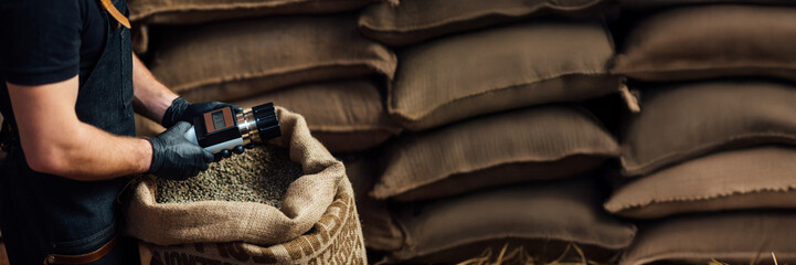 Coffee Quality Check Wide Banner with Copy Space