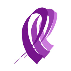 Modern vector design of a layered purple ribbon, representing International Overdose Awareness Day, prevention, remembrance, and global awareness campaign