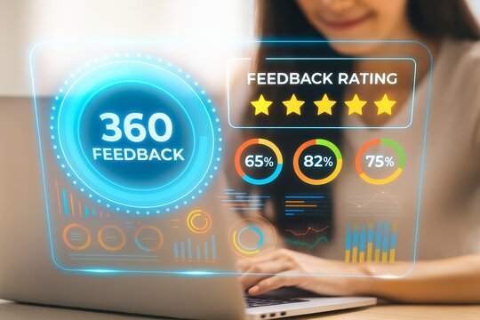 Futuristic Dashboard with 360 Feedback and Ratings Visualization