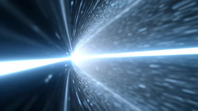 Through the Light Tunnel: A visually stunning image that explores the concept of hyper-speed travel. The intense blue light and the smooth.