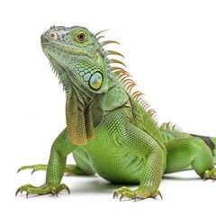 Obraz premium Green iguana reptile isolated on white background